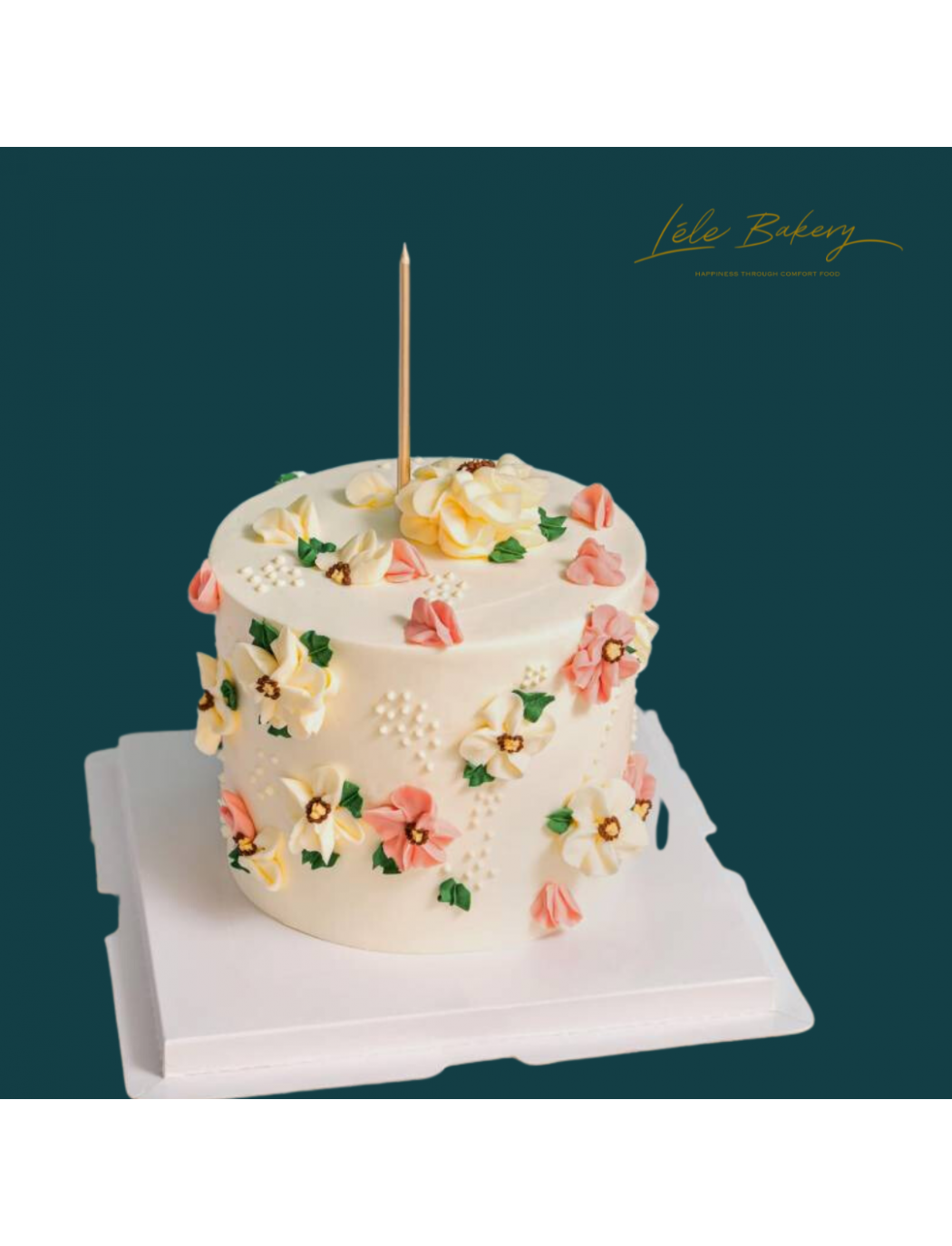 Pink and White Piped Flowers Cake | Elegant Floral Cakes | Lele Bakery ...